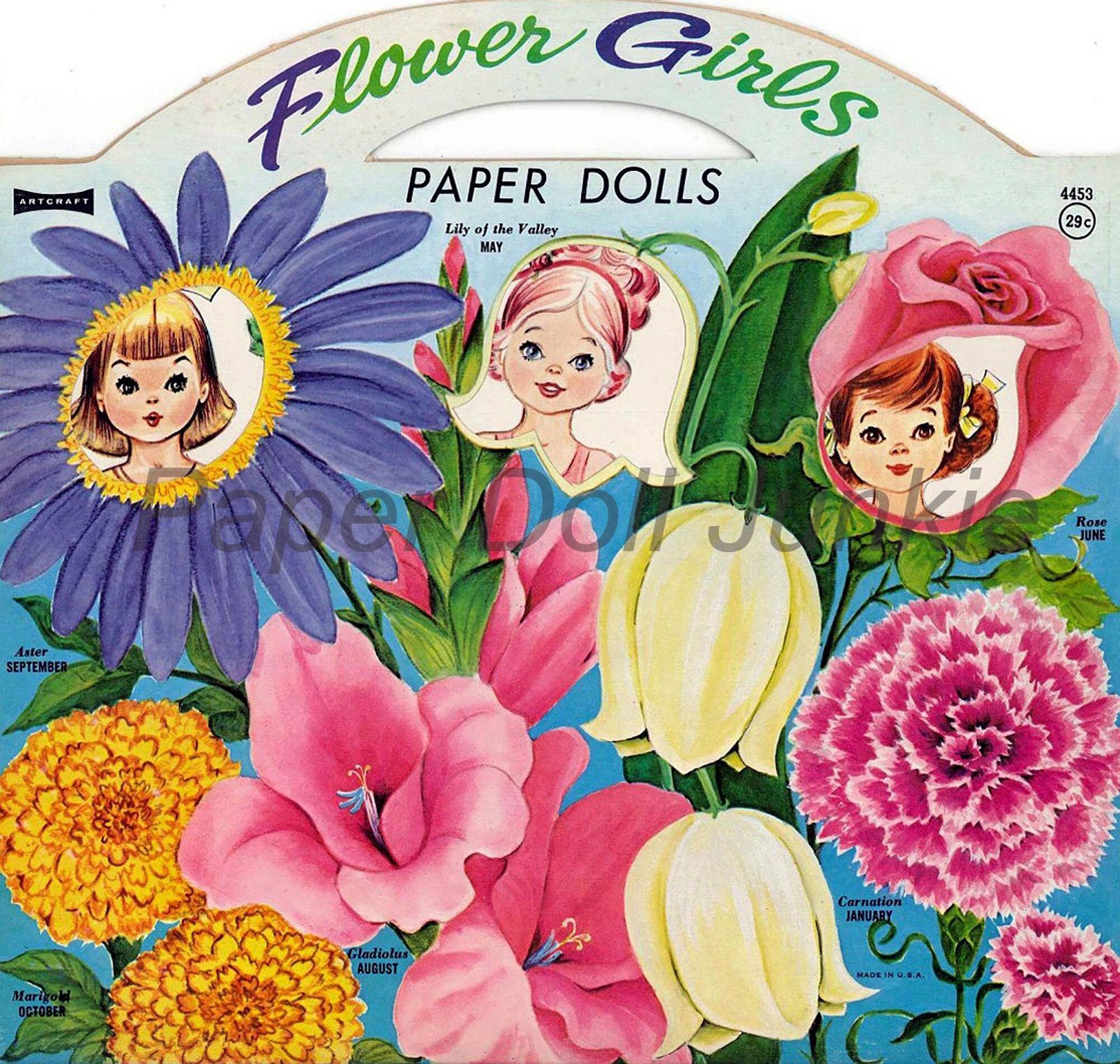 Instant Download Vintage Paper Dolls, Flower Girls Paper Dolls Clip Art