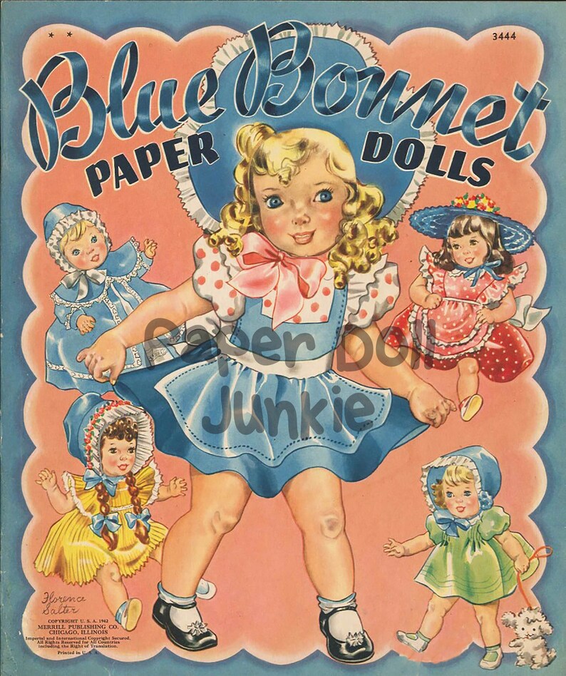 Vintage Paper Doll Printables Blue Bonnet Paper Dolls 1942 Paper Dolls Little Girl Clip Art Doll ...