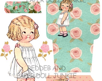 Pappersdocka scrapbook kit, utskrivbart, skräpjournalkit, pappersdockapyssel, pappersdocka clipart, pappersdockacollageark, scrapbooking efemera