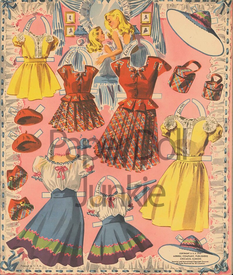 Vintage Paper Dolls Printable Paper Dolls Instant Download Paper Dolls ...