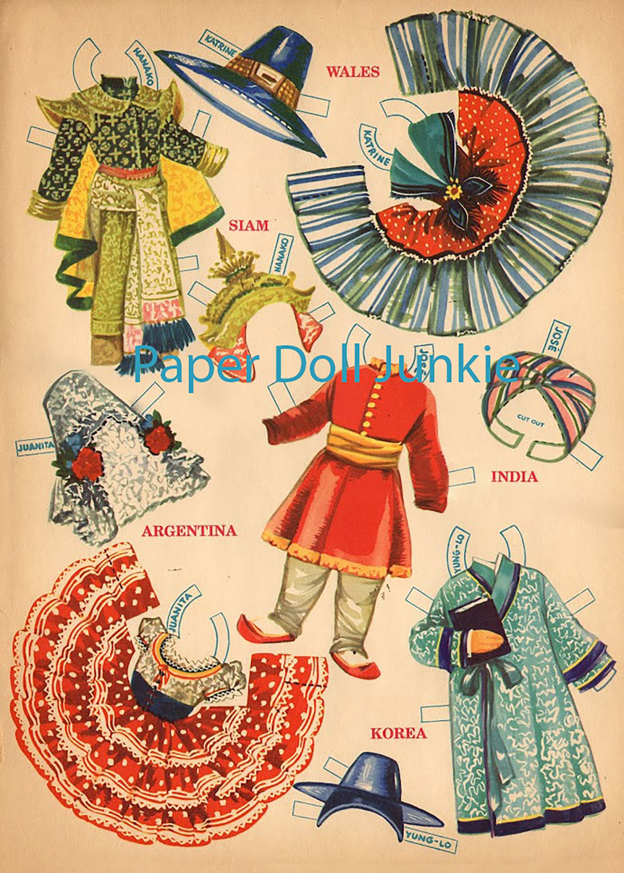 Children Round the World Paper Dolls Clip Art PDF Digital Download JPEG ...