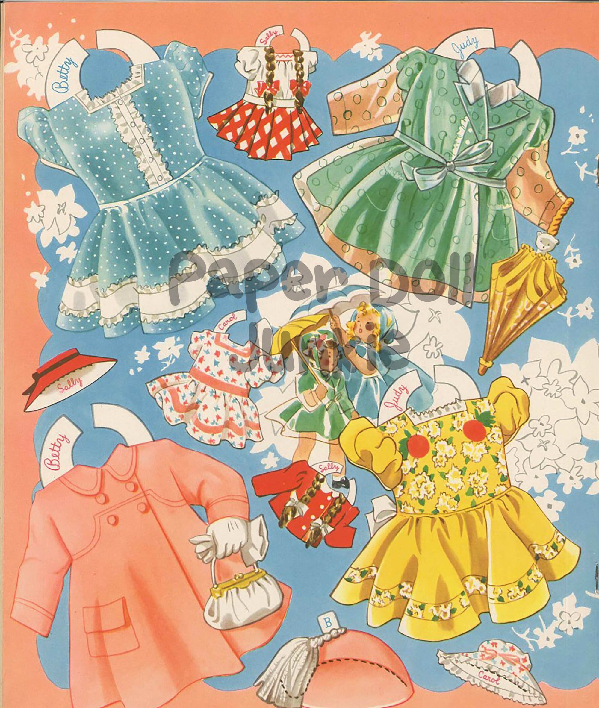 Vintage Paper Doll Printables Blue Bonnet Paper Dolls 1942 Paper Dolls Little Girl Clip Art Doll ...