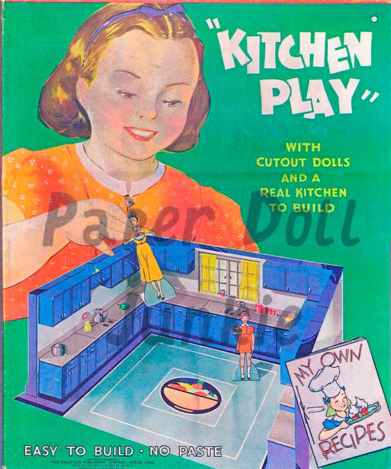 Vintage Paper Doll Kitchen Kitchen Play 1938 Paper Dolls Etsy