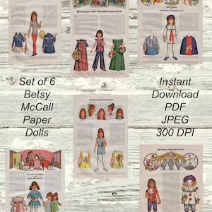 Betsy McCall Paper Dolls - Imprimables PDF et JPEG à téléchargement immédiat - 300 DPI - Petite fille Clip Art des années 1970 - Imprimable Paper Dolls