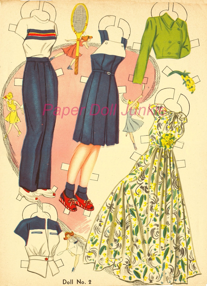 Vintage Paper Dolls - Instant Download - Merry Mermaids 1948 Paper Dolls - PDF Printable and 300 DPI JPEG Files Digital Retro Paper Dolls image 4