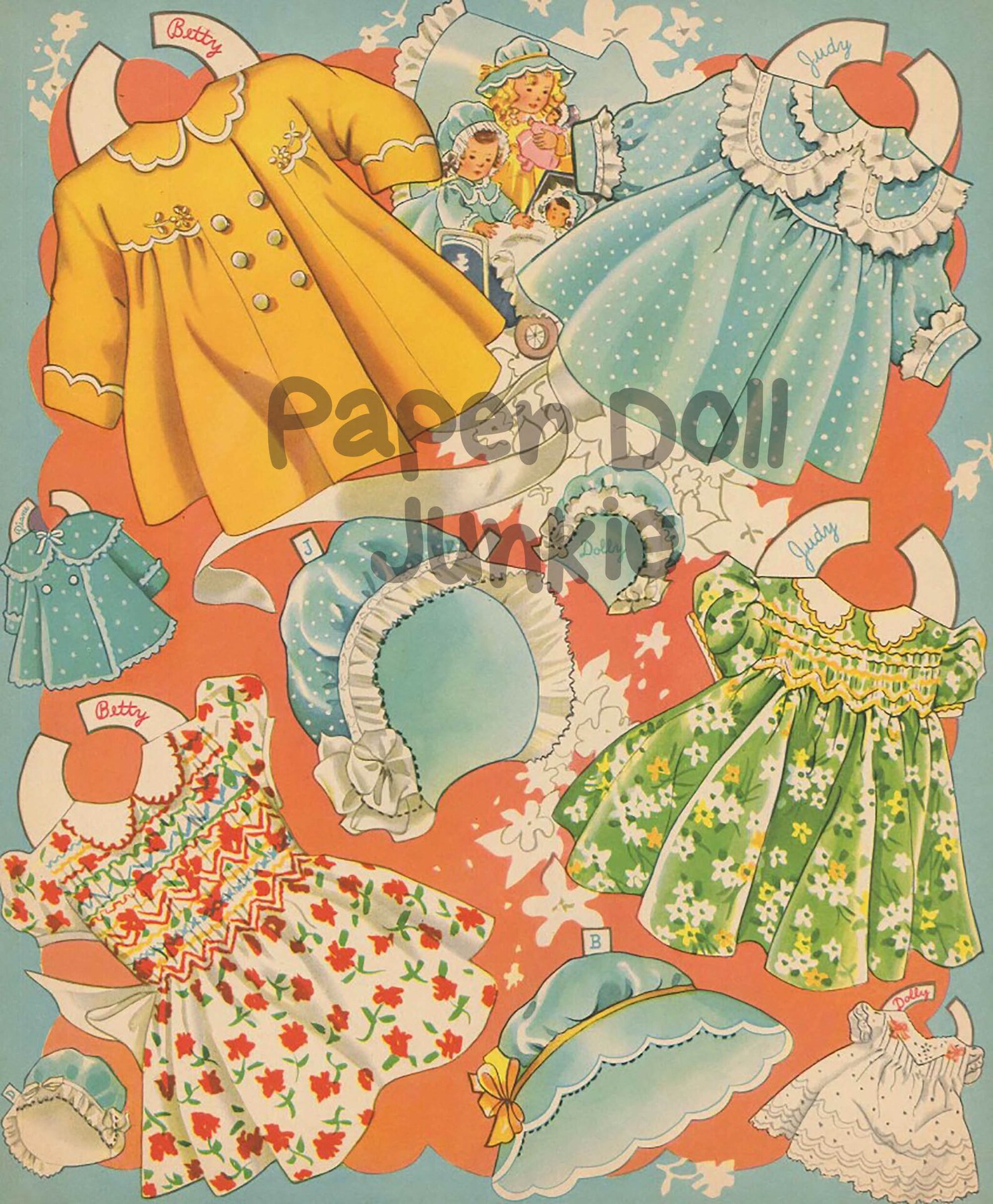 Vintage Paper Doll Printables Blue Bonnet Paper Dolls 1942 Paper Dolls Little Girl Clip Art Doll ...