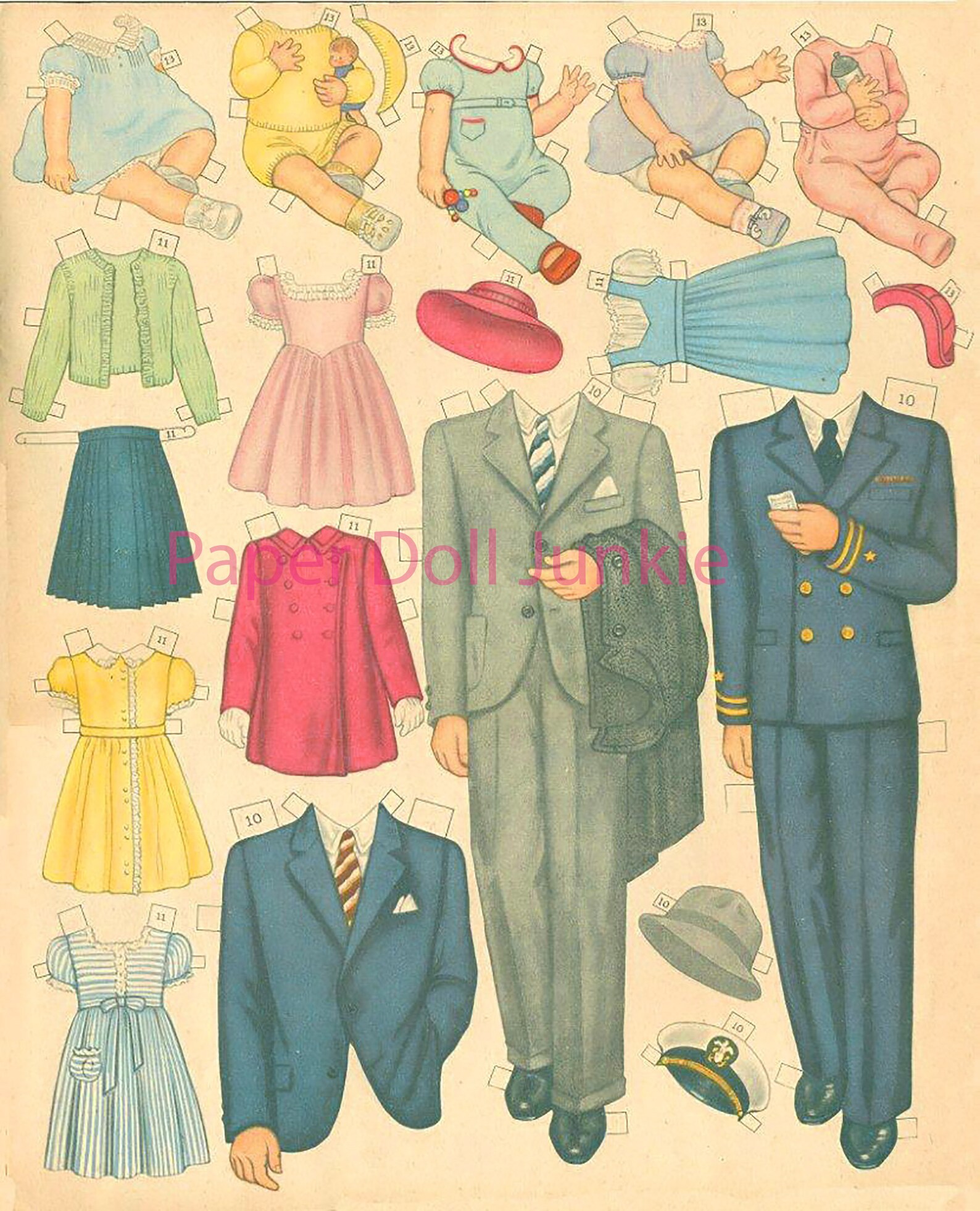 Vintage Paper Dolls Printable Instant Download PDF and JPEG 1945 All ...