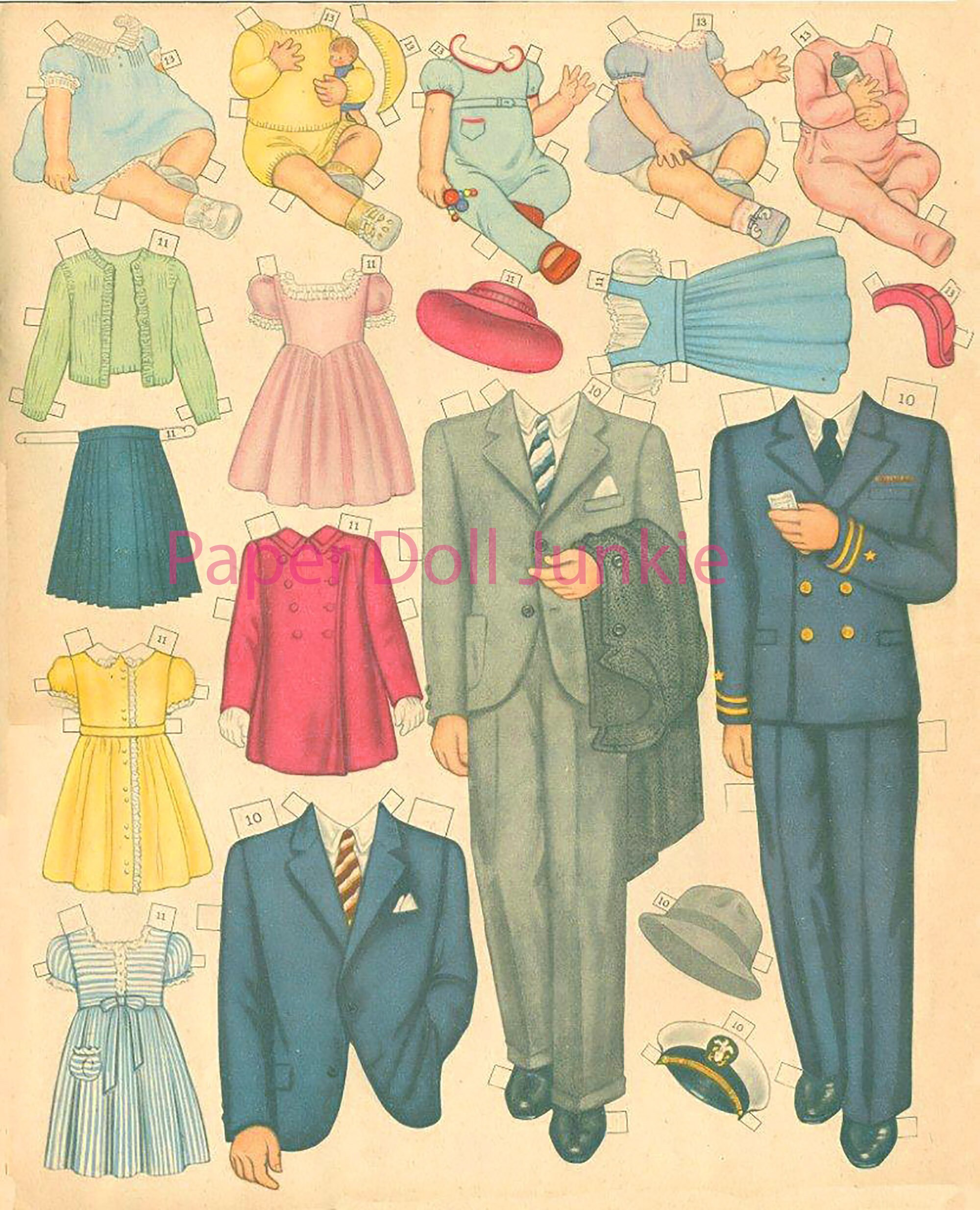 Vintage Paper Dolls Printable Instant Download PDF and JPEG 1945 All ...