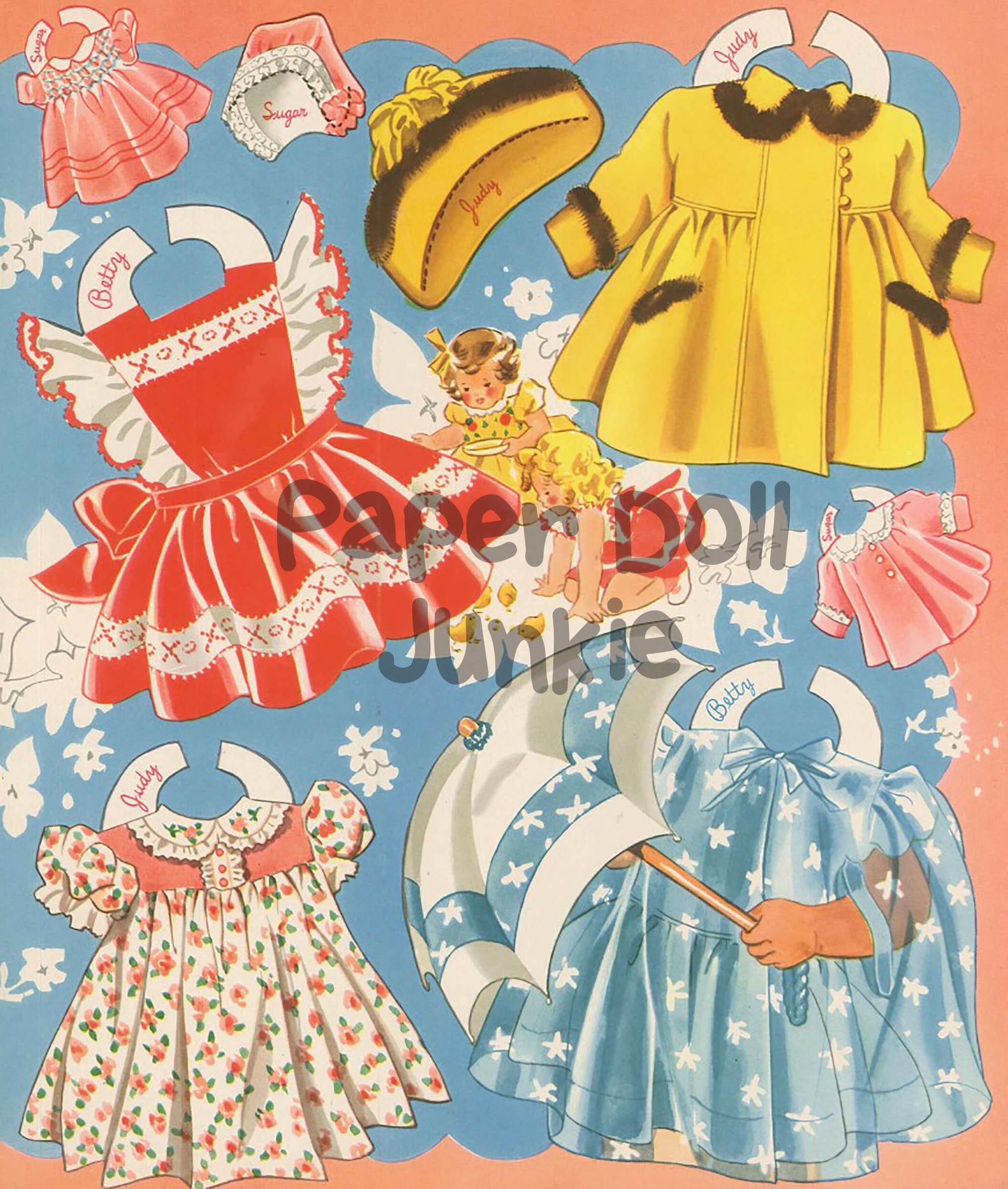 Vintage Paper Doll Printables Blue Bonnet Paper Dolls 1942 Paper Dolls Little Girl Clip Art Doll ...