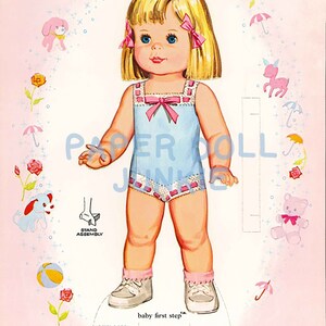 Vintage Paper Doll - Baby First Step - 1965 Paper Doll - Instant Download Printable PDF and JPEG files - Doll Clip Art image 3