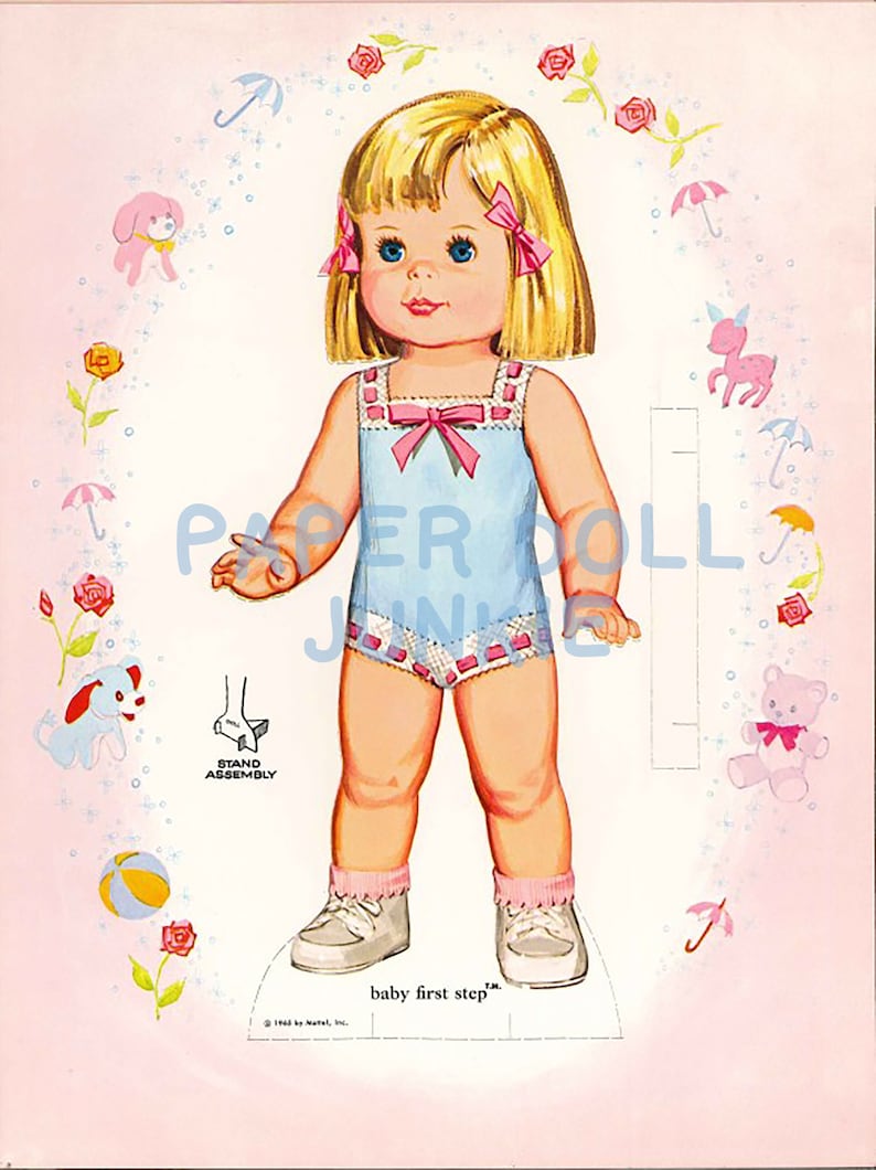 Vintage Paper Doll - Baby First Step - 1965 Paper Doll - Instant Download Printable PDF and JPEG files - Doll Clip Art image 3