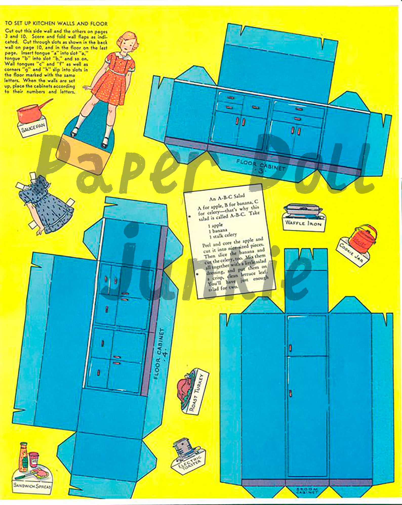 Vintage Paper Doll Kitchen Kitchen Play 1938 Paper Dolls Etsy