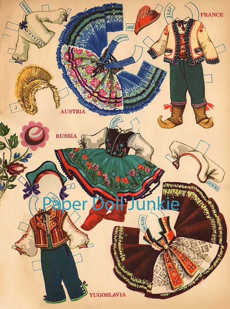 Children Round the World Paper Dolls Clip Art PDF Digital Download JPEG ...