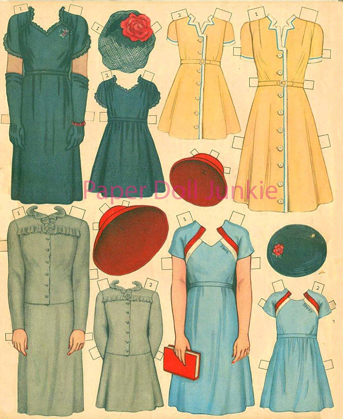 Vintage Paper Dolls Printable Instant Download PDF and JPEG | Etsy