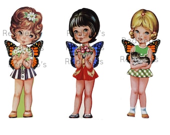 Dolls With Wings Digital Collage Sheet