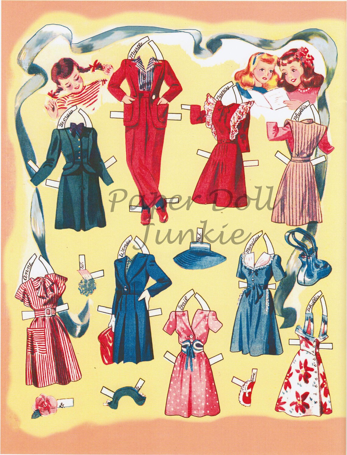Printable Paper Dolls Instant Download Vintage Paper Dolls Etsy