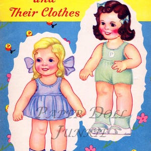 Vintage Paper Dolls 1944 Lowe trois petites soeurs et leurs vêtements Adorable petite fille clipart du collage de carnets de scrapbooking des années 1940