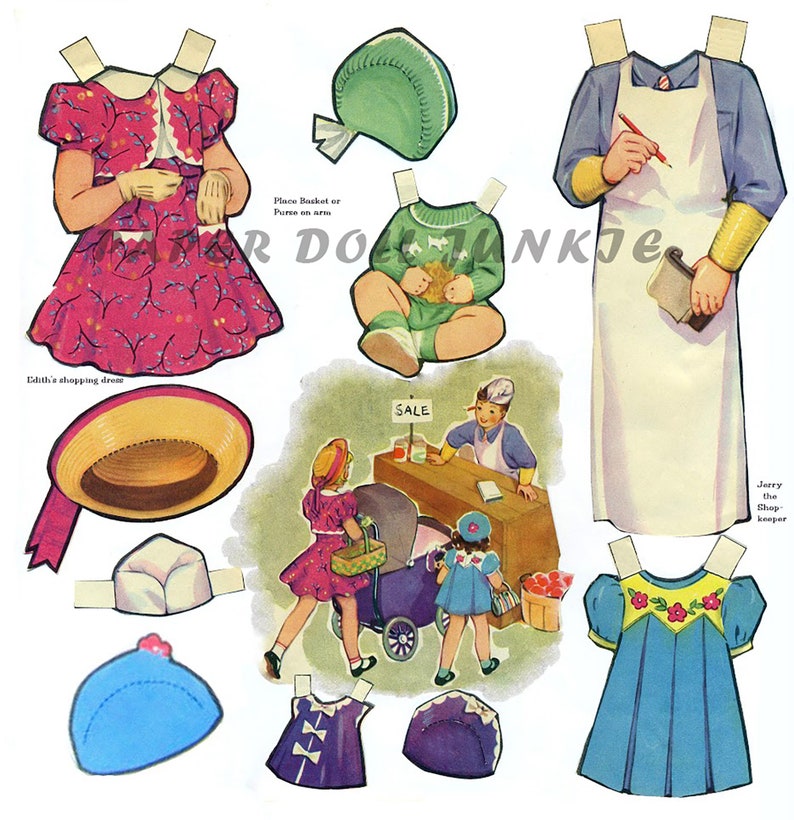 Little Mother Vintage Paper Dolls PDF Printable, JPEG, Children Clip Art, 1940s Retro Paper Dolls, Instant Download, Print at Home image 9