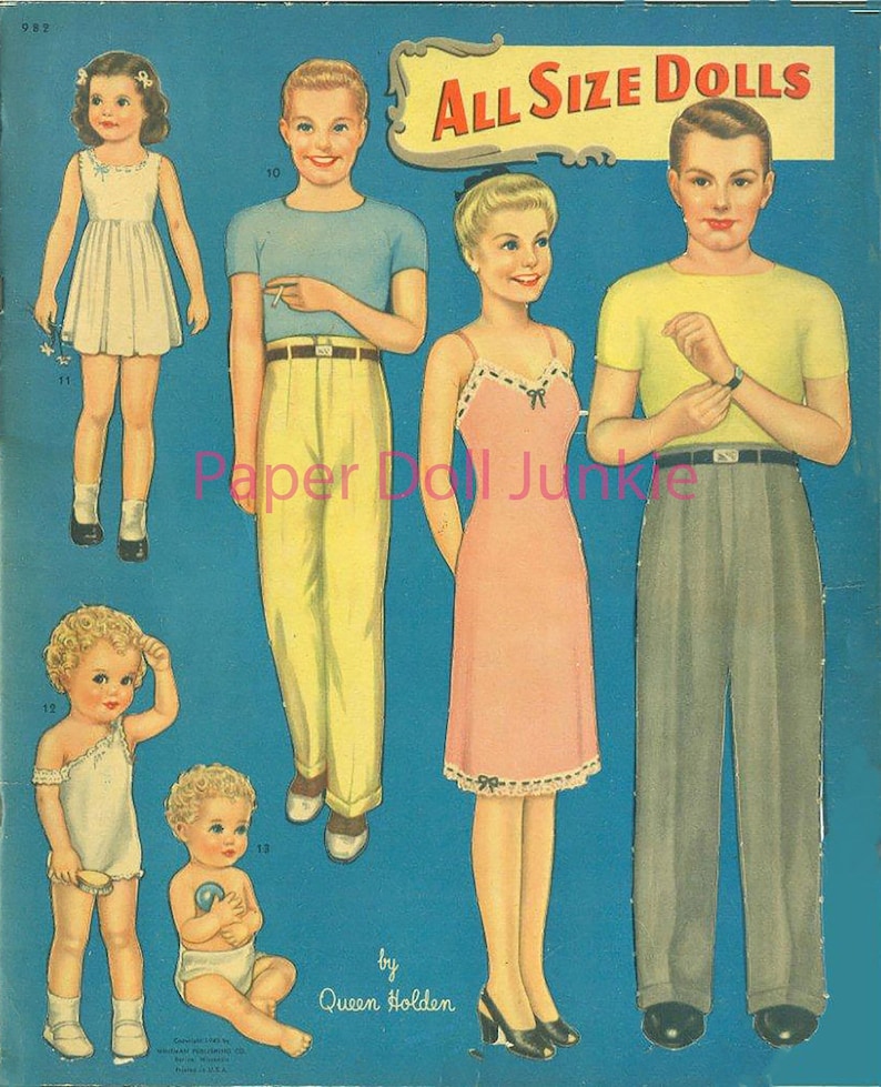 Vintage Paper Dolls Printable Instant Download PDF and JPEG 1945 All