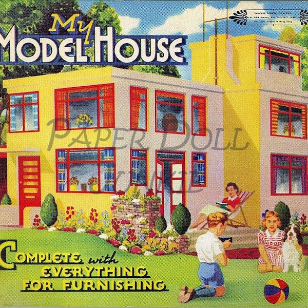 My Model House - Paper Doll House - Paper Toys - Printable Paper Doll House - Retro Clip Art