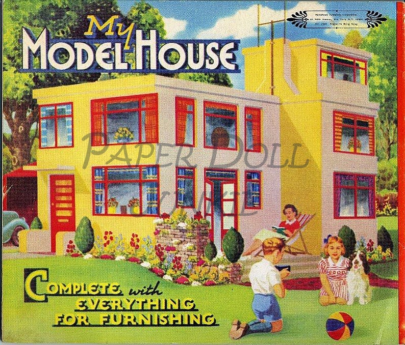 My Model House Paper Doll House Paper Toys Printable Paper Doll House Retro Clip Art image 1