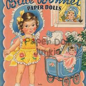 Vintage Paper Doll Printables - Blue Bonnet Paper Dolls - 1942 Paper Dolls - Little Girl Clip ...