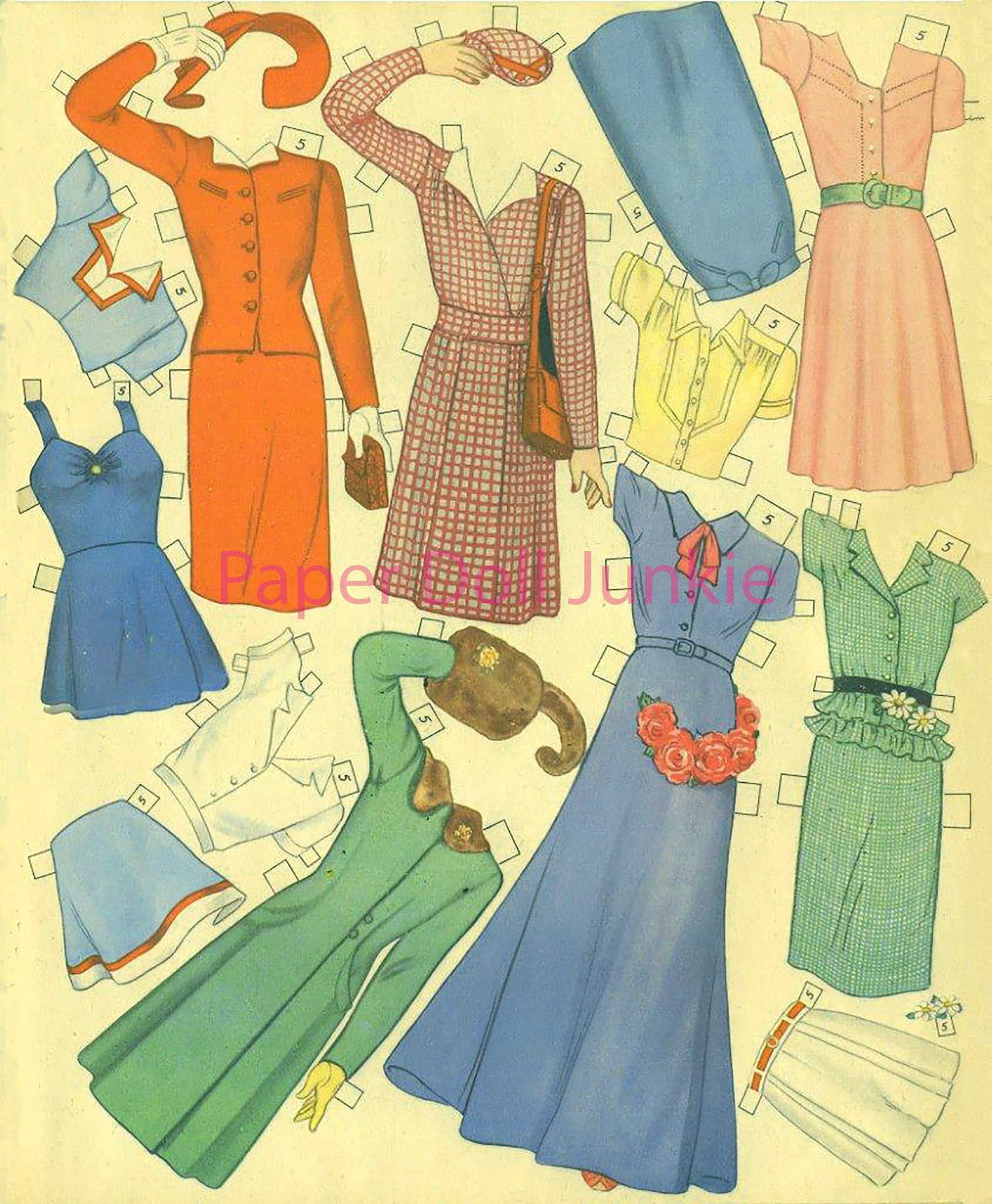Vintage Paper Dolls Printable Instant Download PDF and JPEG | Etsy