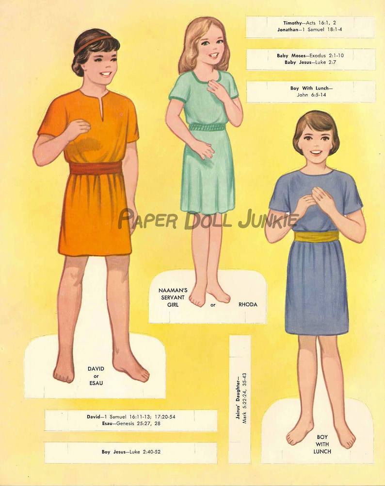 Bible Children Paper Dolls Vintage Paper Doll Printables - Etsy