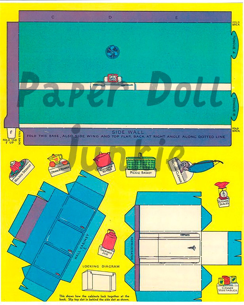 Vintage Paper Doll Kitchen Kitchen Play 1938 Paper Dolls Etsy