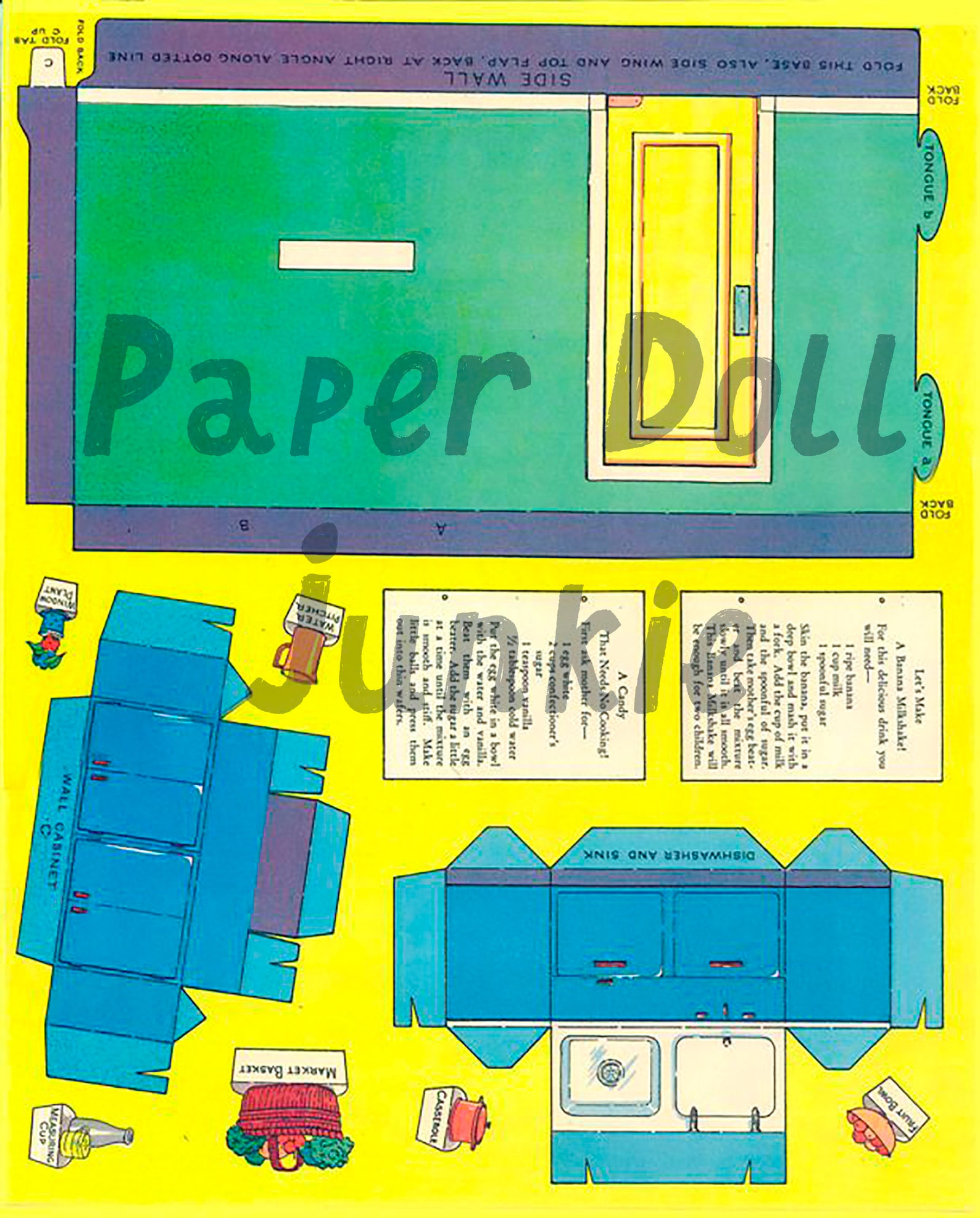 Vintage Paper Doll Kitchen Kitchen Play 1938 Paper Dolls Etsy