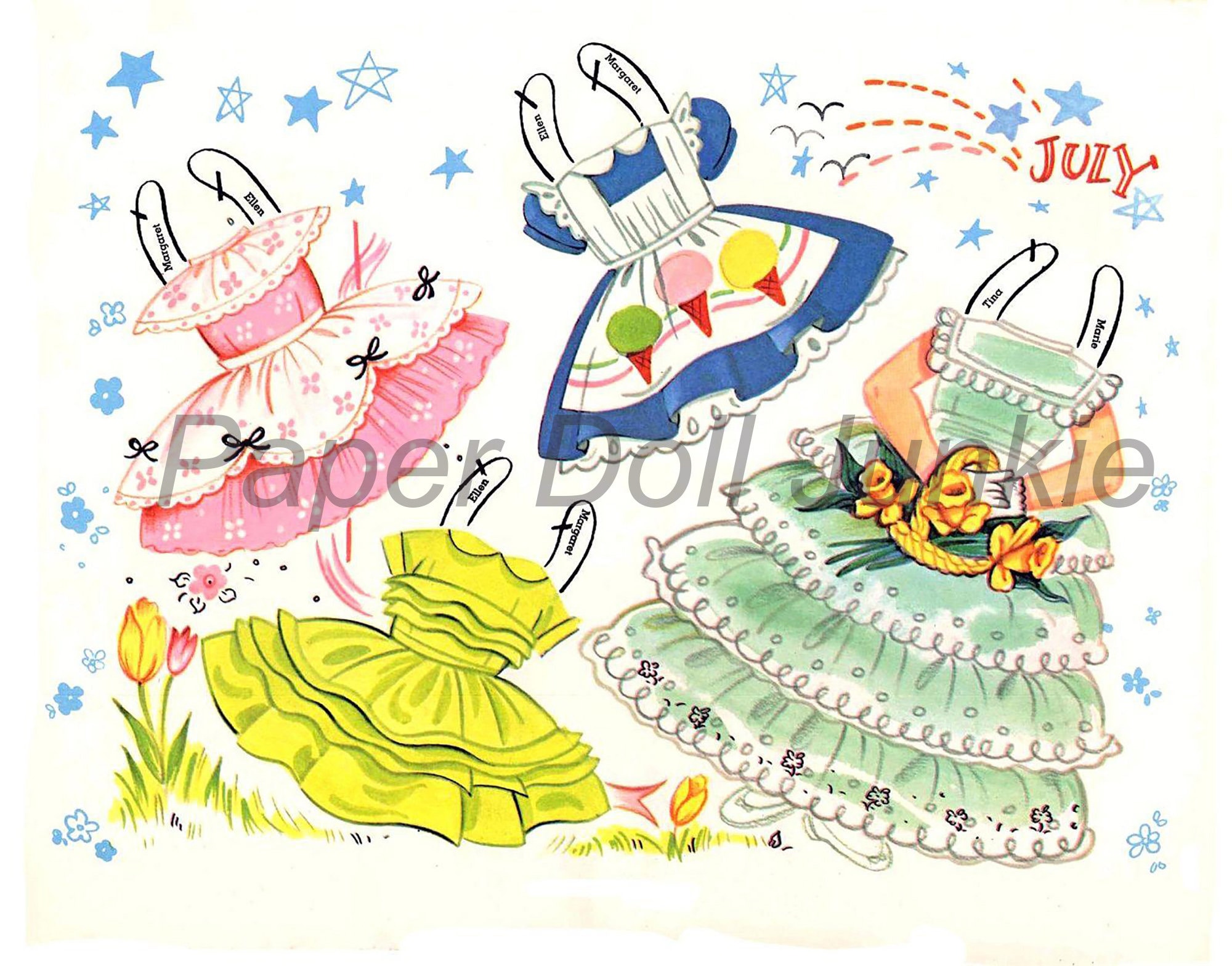 Instant Download Vintage Paper Dolls Flower Girls Paper Etsy