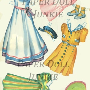 PDF PRINTABLE, Instant Download School Girl Paper Doll Set Vintage ...