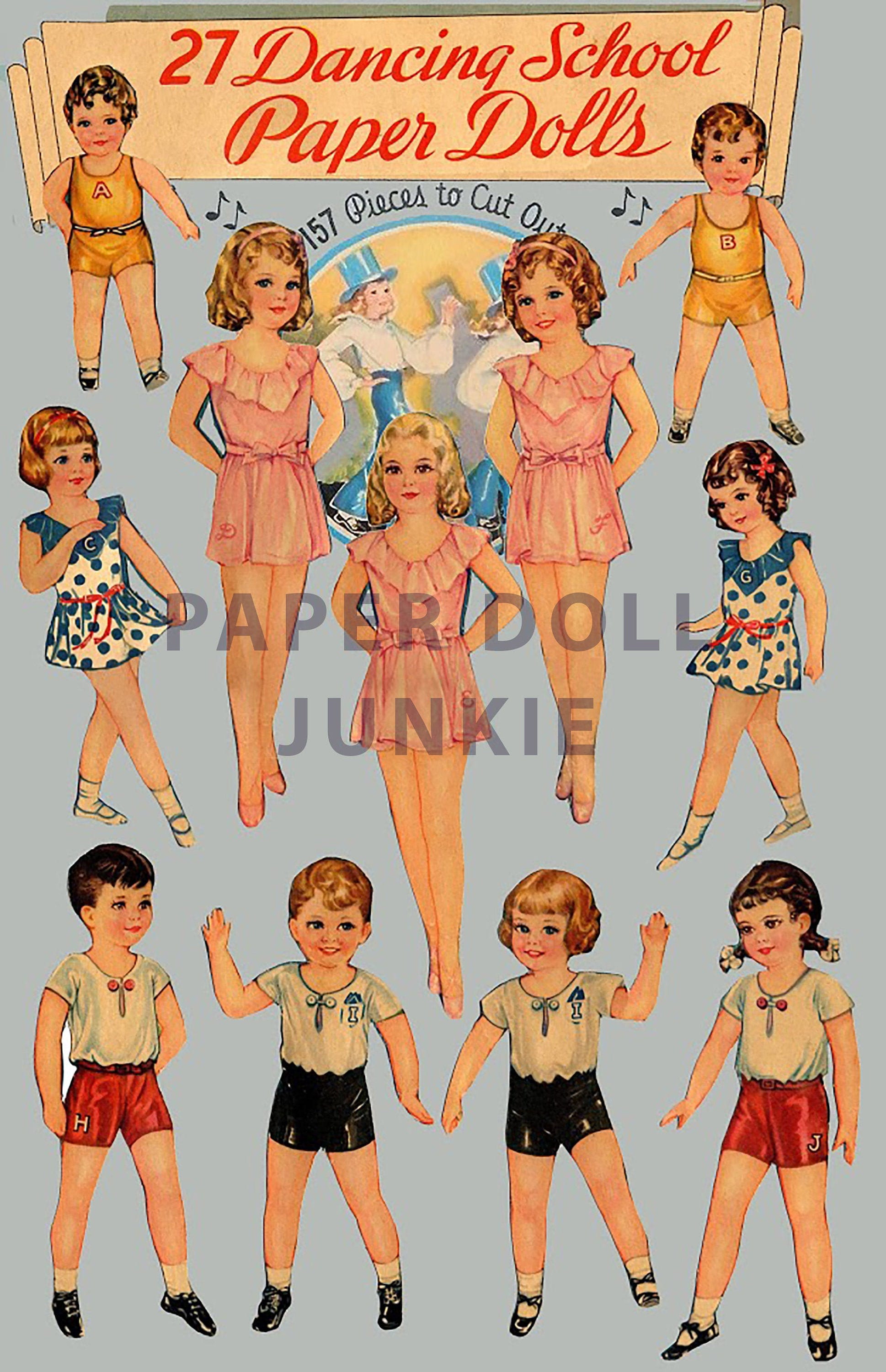 Printable Vintage Paper Dolls 27 Dancing School Paper Dolls Etsy