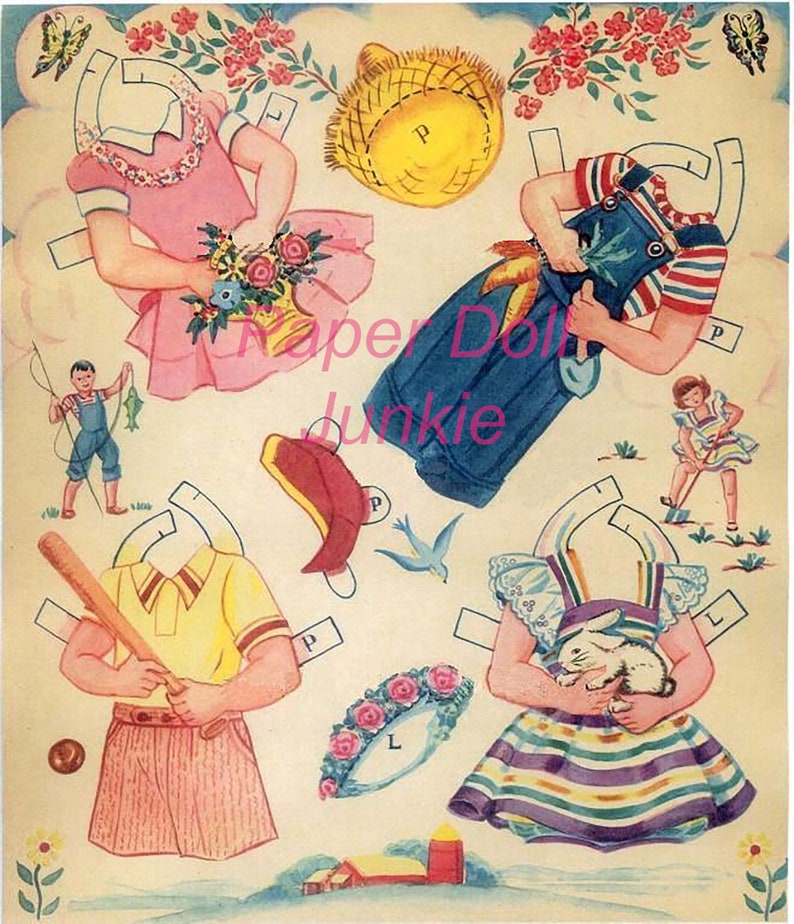 Retro Paper Dolls 1950s Printable Paper Dolls Instant Etsy