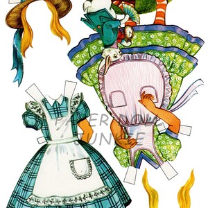 Alice in Wonderland Paper Dolls, 1970s Retro Printable (PDF & JPEG) image 4