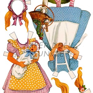 Alice in Wonderland Paper Dolls, 1970s Retro Printable (PDF & JPEG) image 3