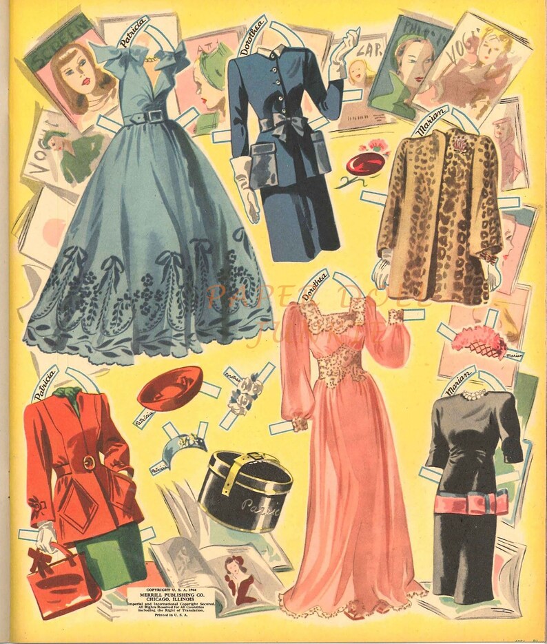Glamour Magazine Cover Girls Paper Dolls 1940s Paper Dolls