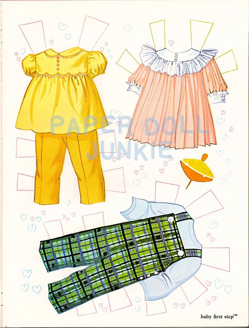 Vintage Paper Doll - Baby First Step - 1965 Paper Doll - Instant Download Printable PDF and JPEG files - Doll Clip Art image 7