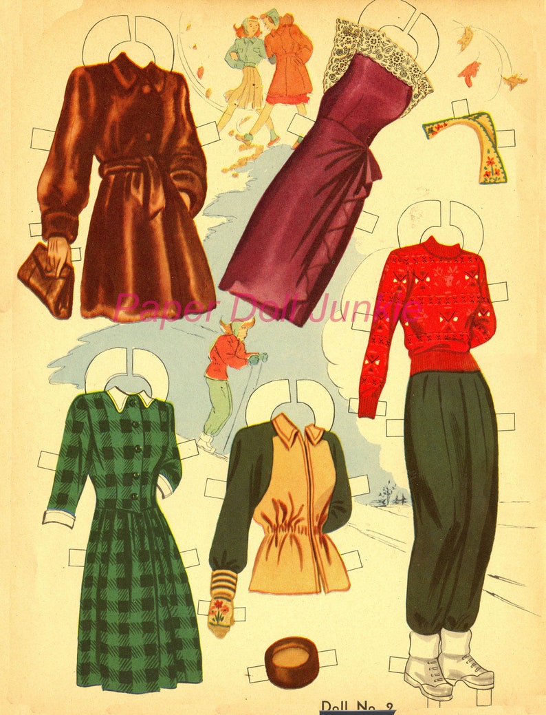 Vintage Paper Dolls - Instant Download - Merry Mermaids 1948 Paper Dolls - PDF Printable and 300 DPI JPEG Files Digital Retro Paper Dolls image 5