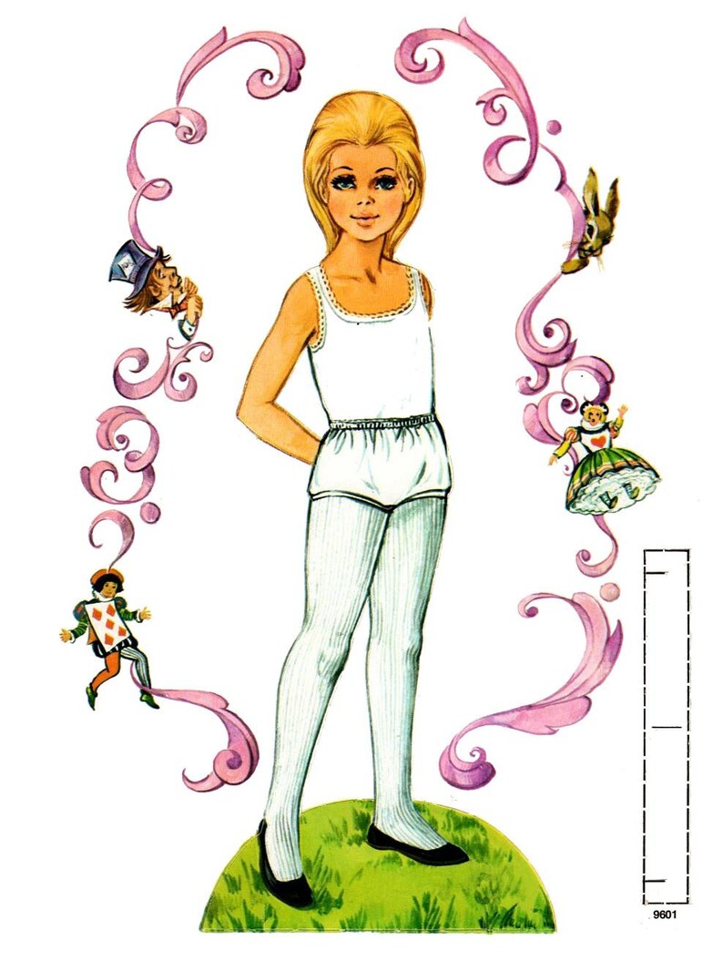 Alice in Wonderland Paper Dolls, 1970s Retro Printable (PDF & JPEG) image 2