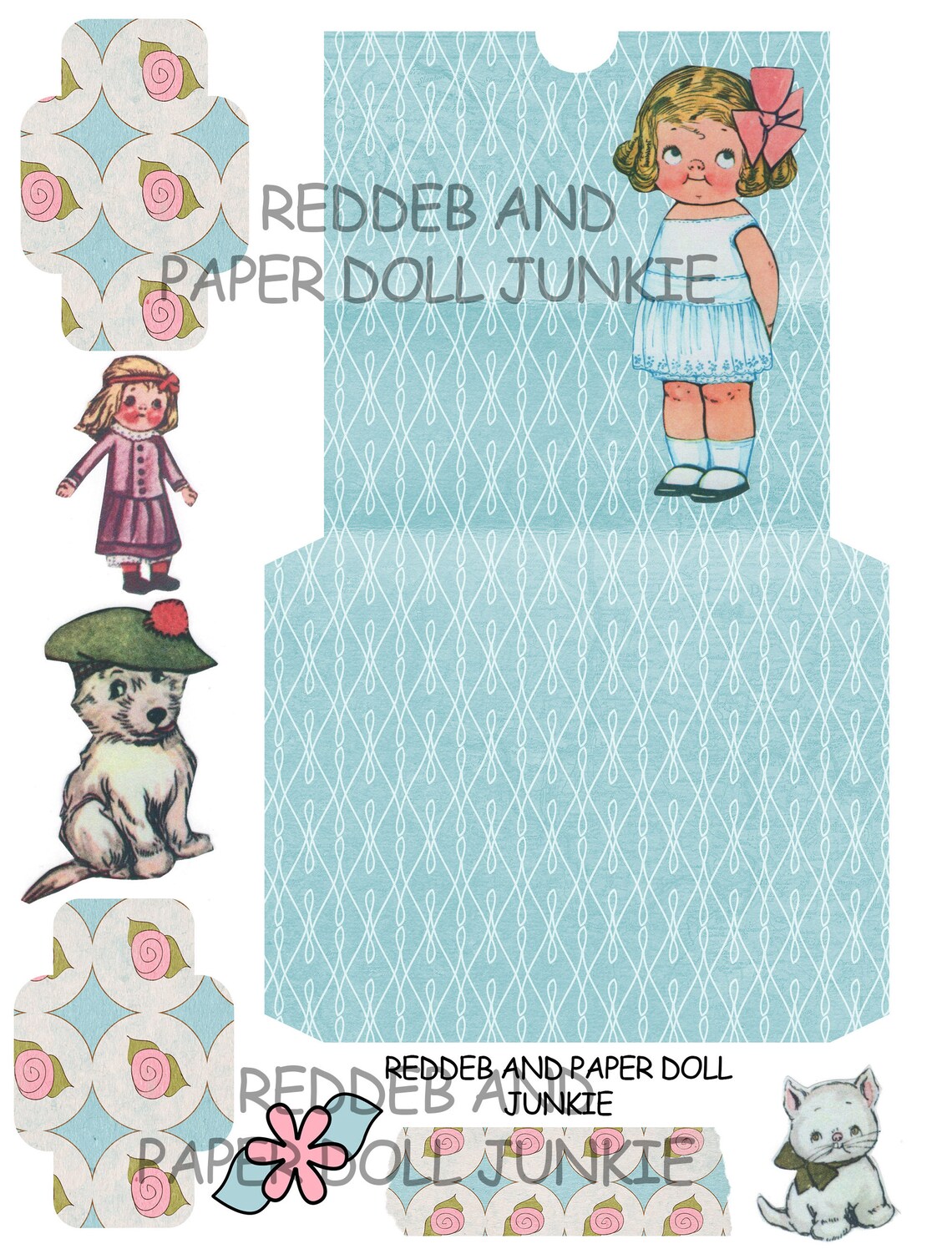 Paper Doll Scrapbook Kit, Printable, Junk Journal Kit, Paper Doll Crafts, Paper Doll Clip Art