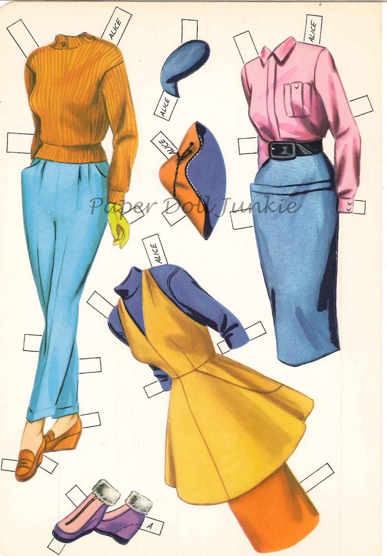 Vintage Paper Dolls Dressup Paper Dolls Instant Download Etsy