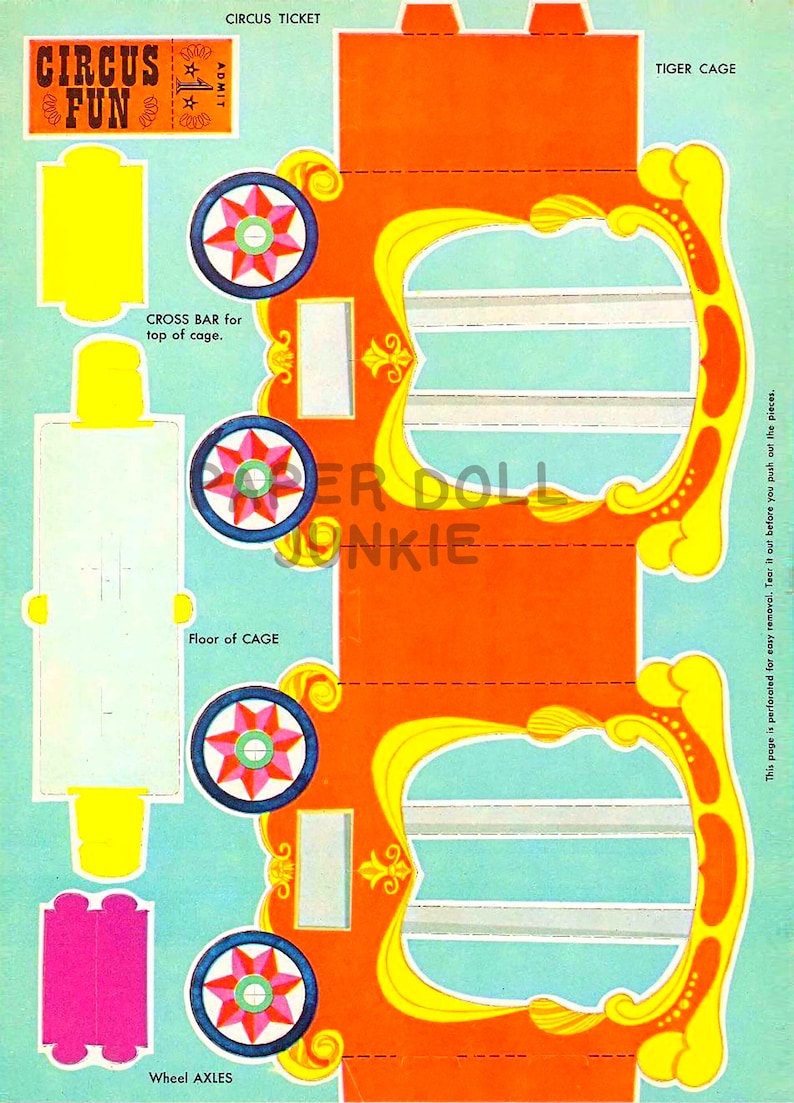 Circus Train Paper Toys Paper Dolls Circus Cut Outs Circus Fun Circus Clip Art Printable Paper ...