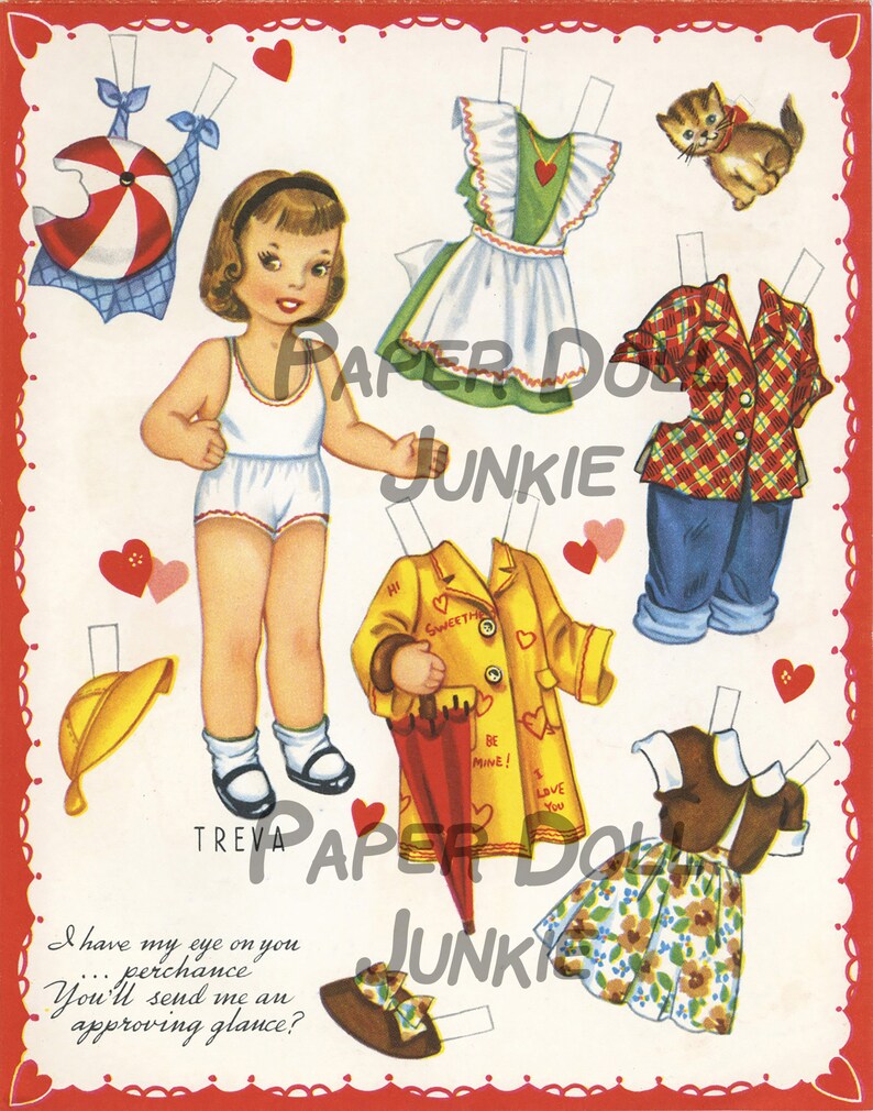 PDF Printable Valentine Paper Dolls 12 Dolls And All Their Outfits Great For Cardmaking Crafts