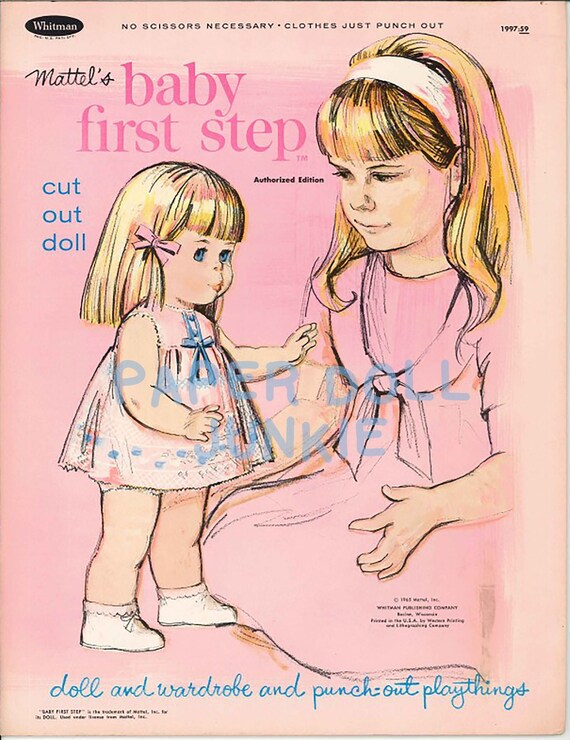 Vintage Paper Doll - Baby First Step - 1965 Paper Doll - Instant Download Printable PDF and JPEG files - Doll Clip Art