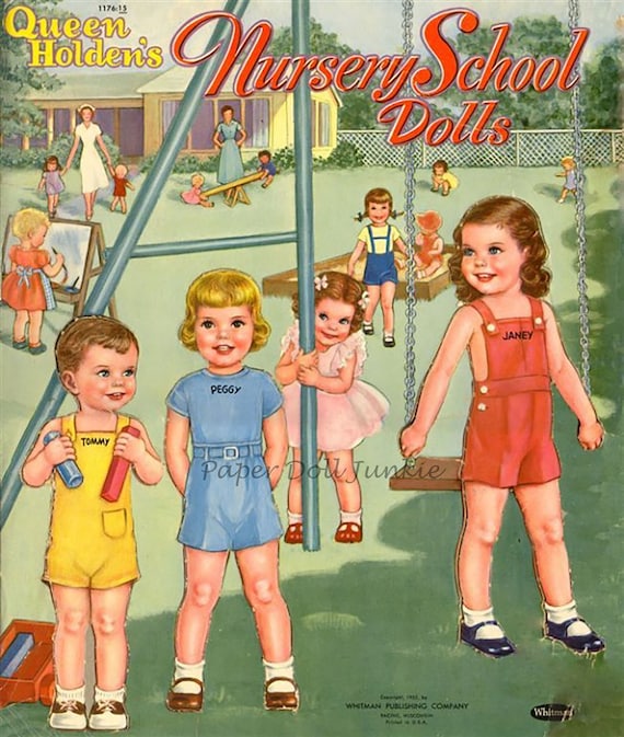 Vintage Paper Doll Printables Nursery School Dolls 1950s Paper Dolls