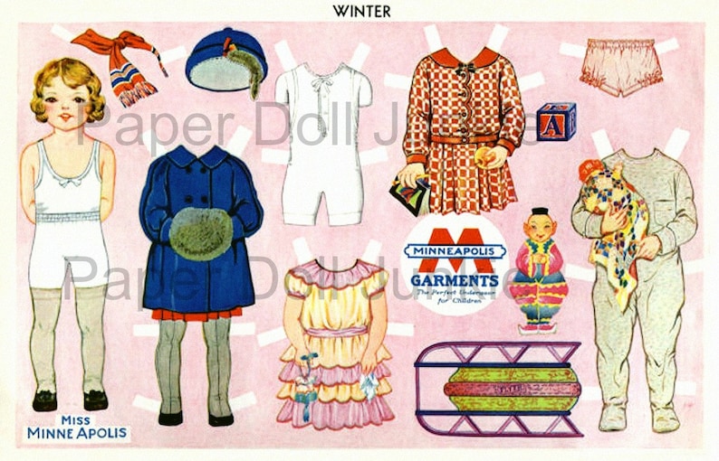 Instant Download Printable Paper Dolls 1940s Vintage PDF and JPEG Three ...
