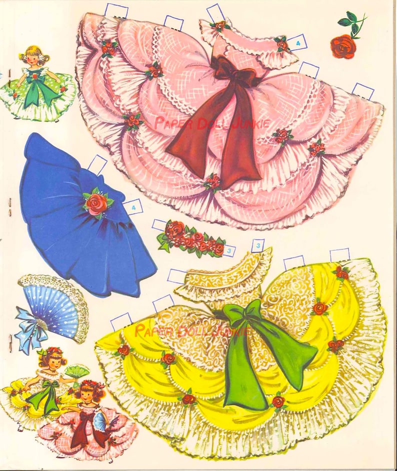 1957 Vintage Paper Doll Set Instant Download 4 Little Girls From School