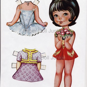 Adorable Vintage Paper Dolls 5 Page Instant Download Paper Dolls Set Little Girl Clip Art Great for Crafts scrapbooks, collage, junk journal