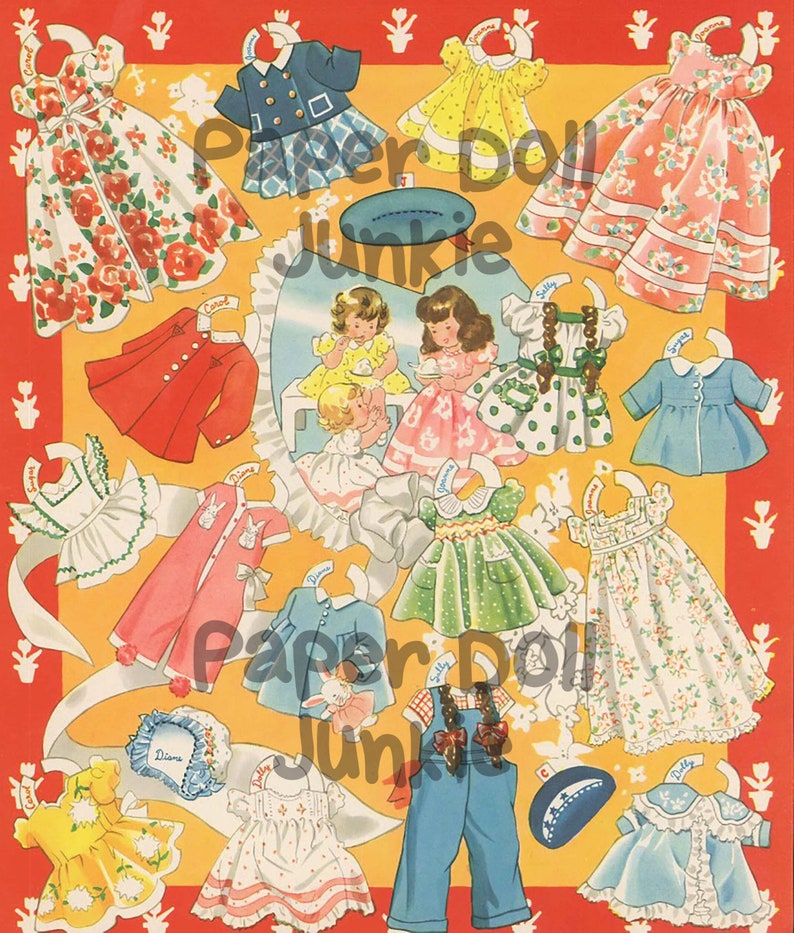 Vintage Paper Doll Printables Blue Bonnet Paper Dolls 1942 Paper Dolls Little Girl Clip Art Doll ...
